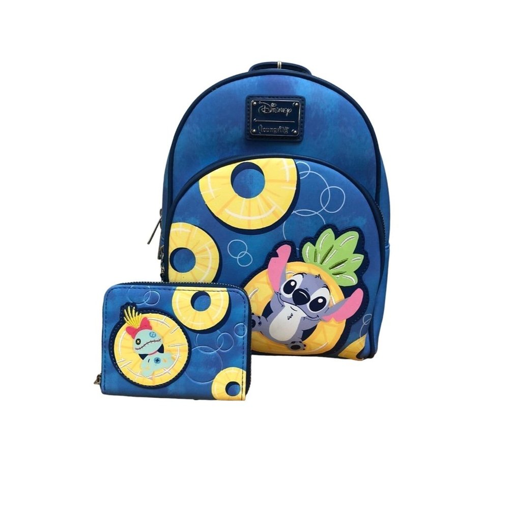 Loungefly Disney Stitch Pineapple Floaty Backpack and Wallet